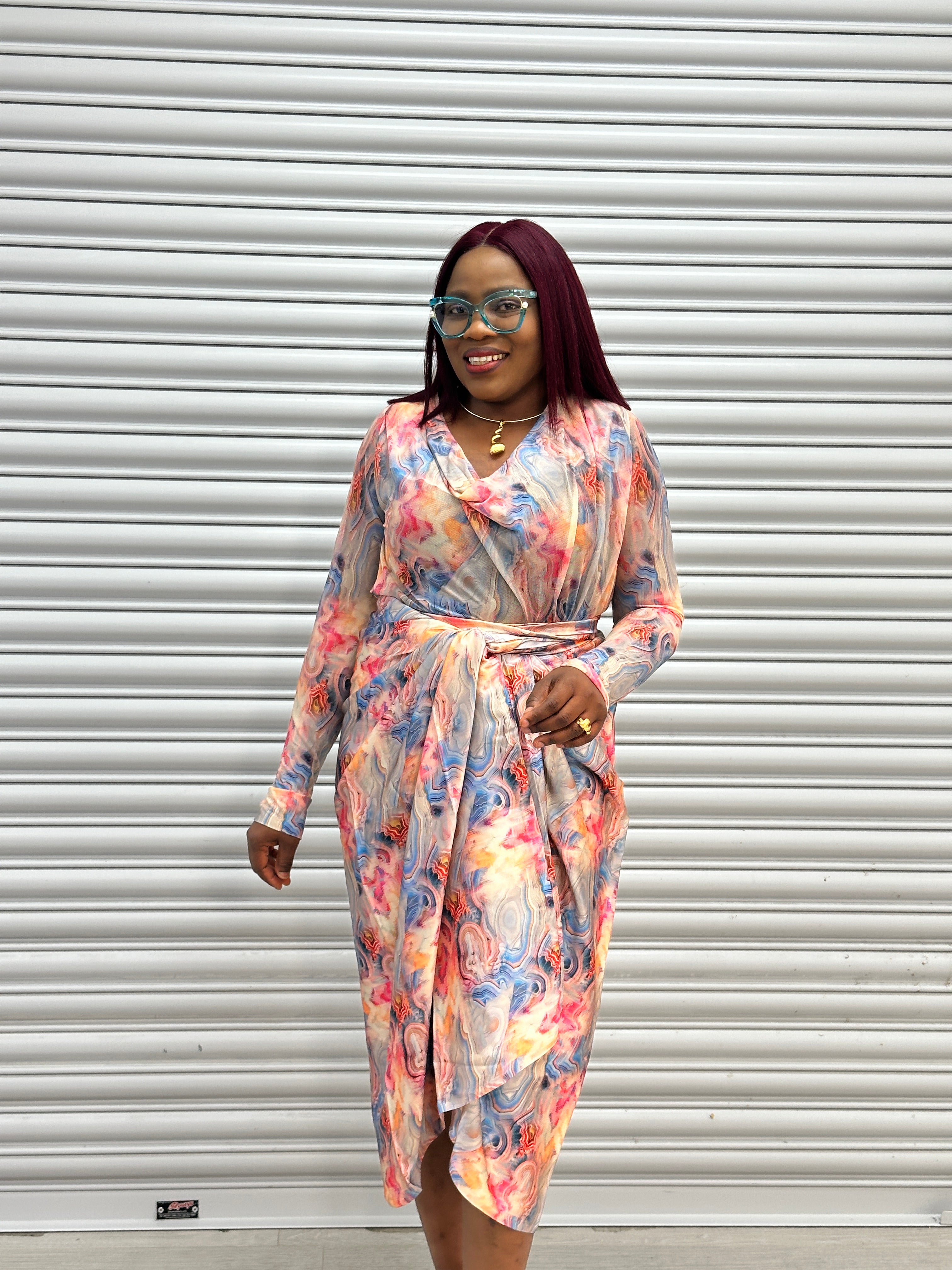Dara silk and mesh wrapper set
