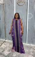 Mira purple adire kaftan
