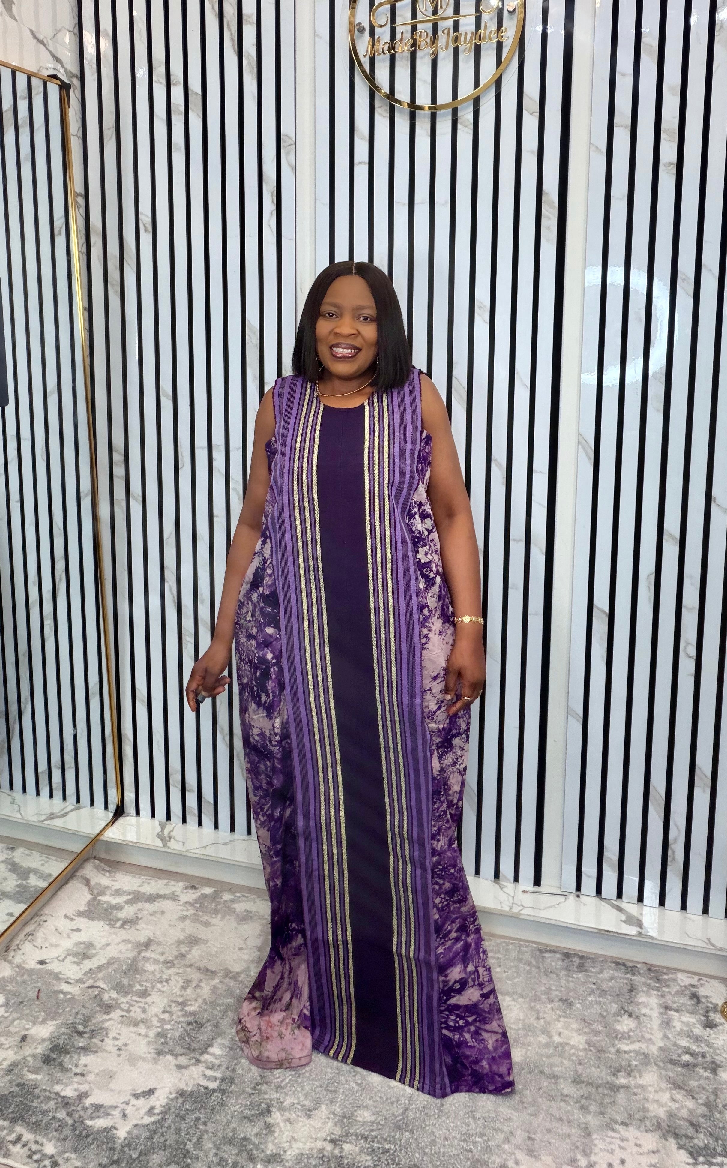 Mira purple adire kaftan