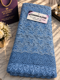 Powder Blue Embroidered Lace Fabric | Premium African Lace 5 yards