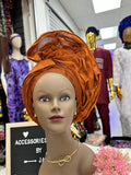 Burnt orange Aso oke Autogele