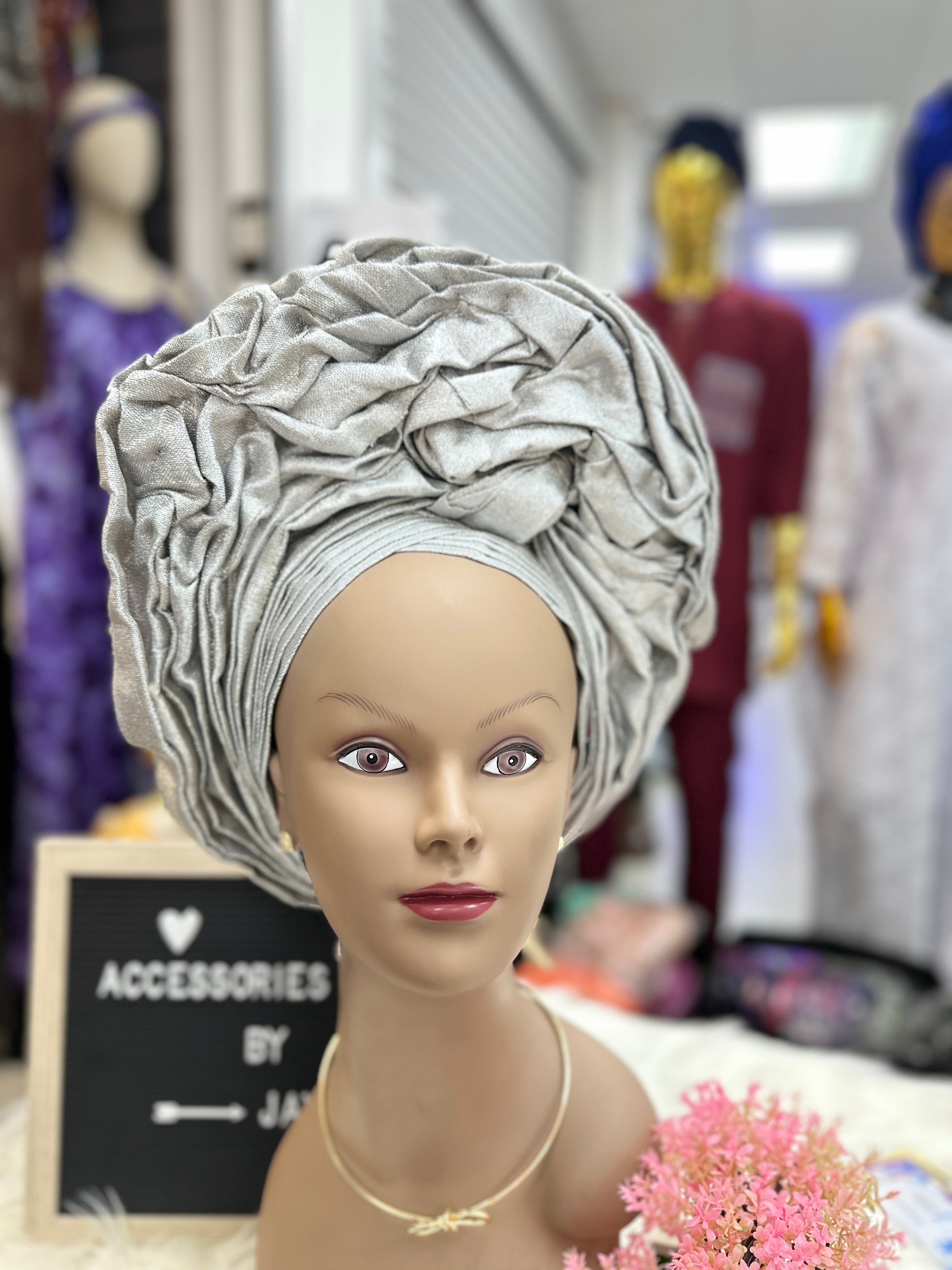 Silver Aso oke Autogele