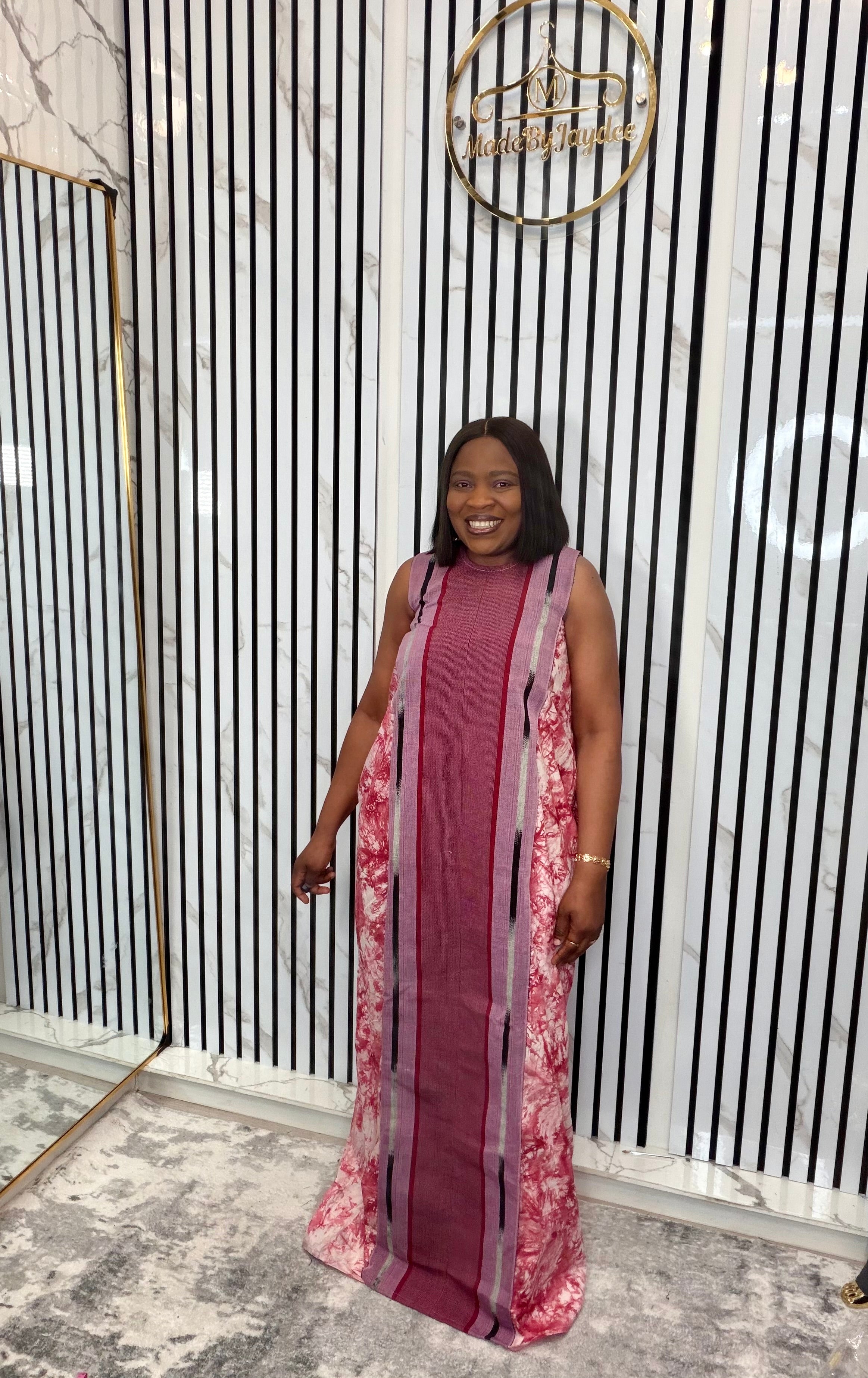 Mira pink adire kaftan