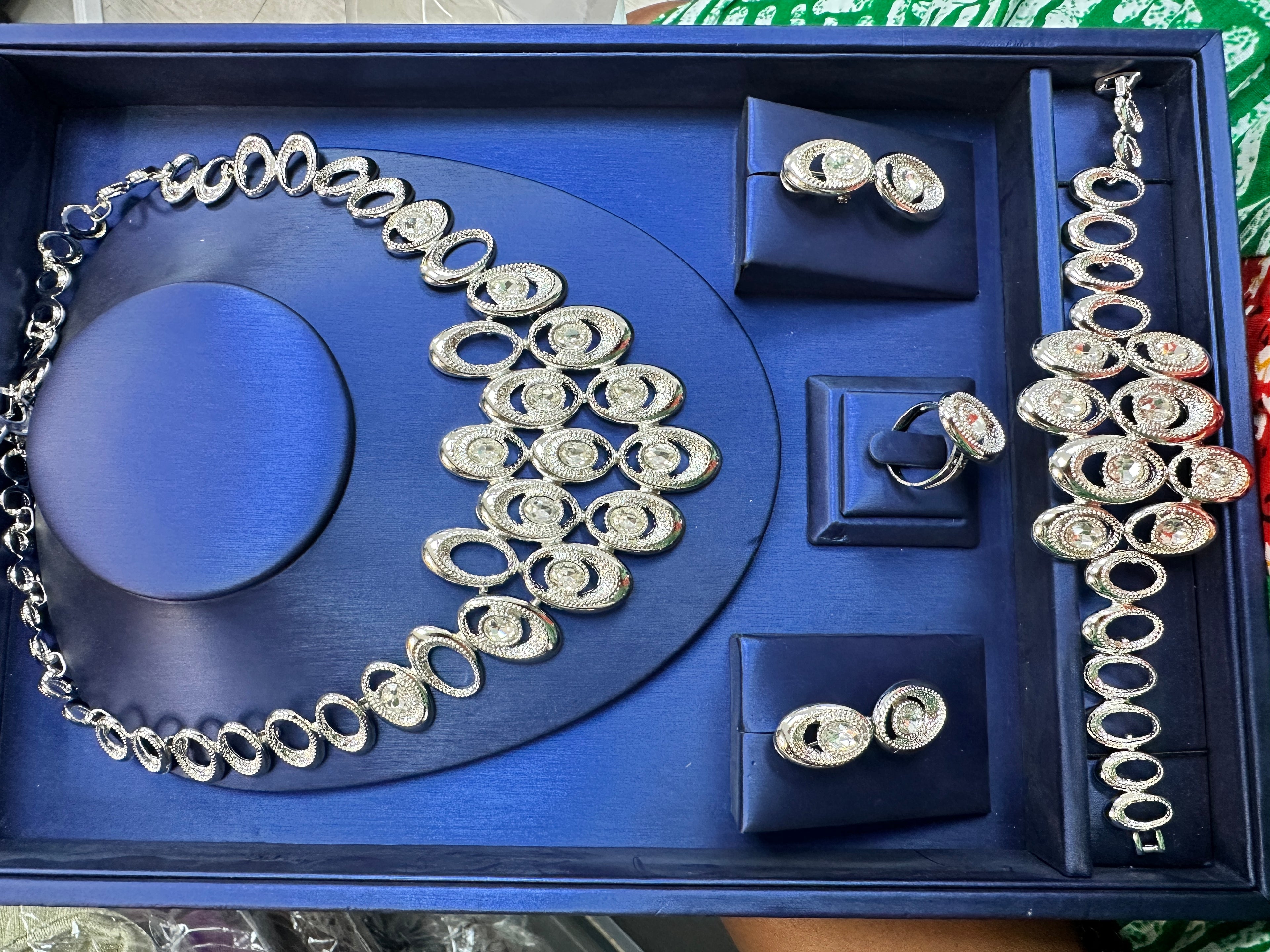 Silver non tanish costume necklace set