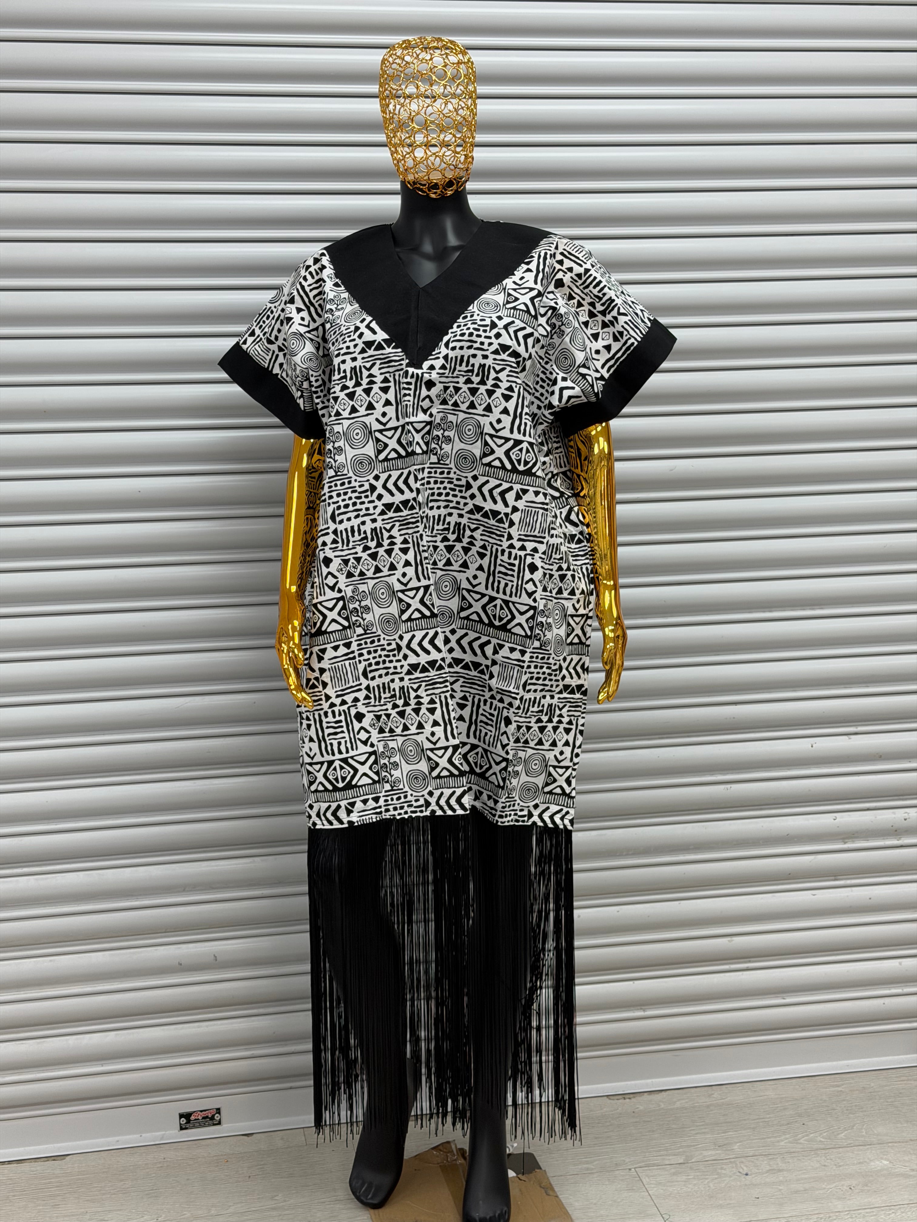 Jade Ankara boubou with fringe