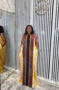 Mira yellow adire kaftan