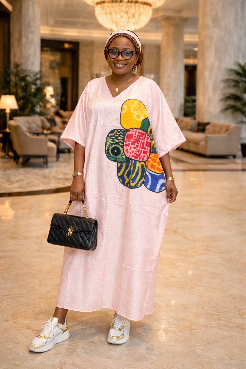 Dola raw silk pink boubou